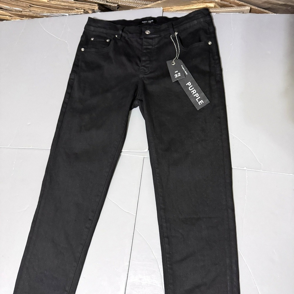 Purple Brand Jeans P001 32 31 Skinny Coated Black Mens Stretch Italy Made New